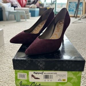 Sam Edelman Burgundy Suede Pointed Pumps